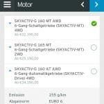 Mobiler Konfigurator Mazda | Motorenwahl
