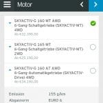 Mobiler Konfigurator Mazda | Motorenwahl